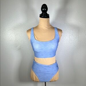 Spyder sporty blue square neck top highwaisted bottoms bikini set sz S